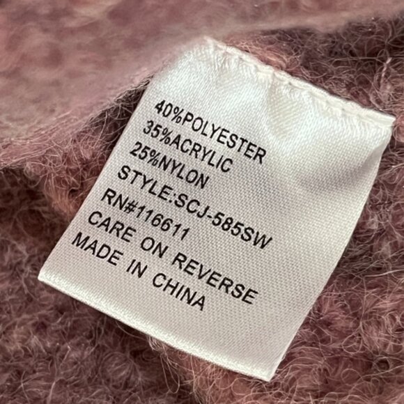 Anthropologie Self Contrast NWT XS Mock Neck Cable Knit Oversized Sweater Mauve - Picture 8 of 9
